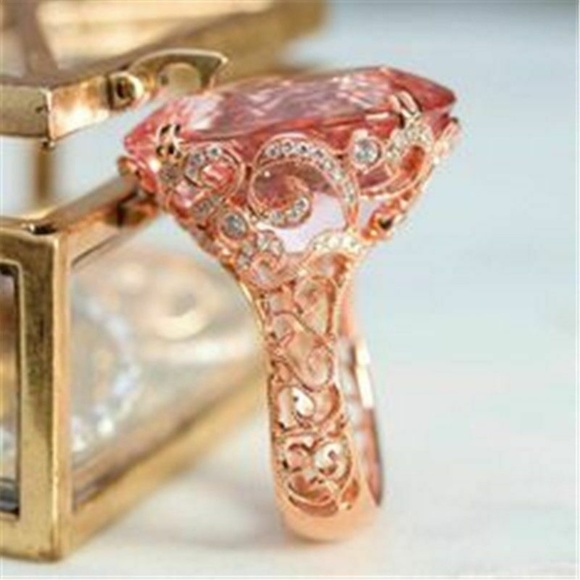 Gorgeous Rose Gold Filled Pink Sapphire Ring New - Picture 2 of 5